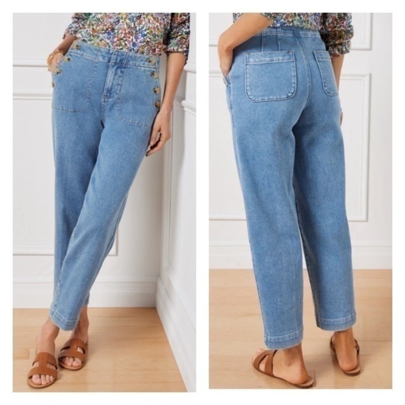 Talbots‎ 2 Sailor Jeans Mystic Wash High Rise Trouser Denim Button Details - Picture 1 of 14